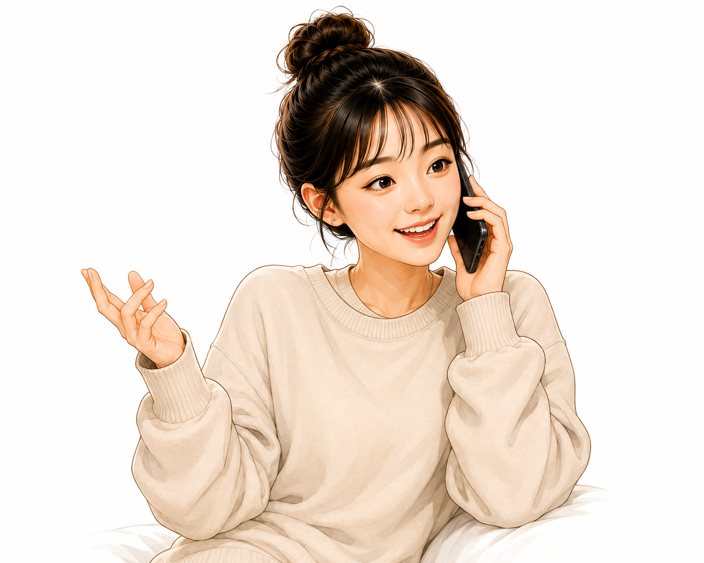 친구와 통화하는 빵순이